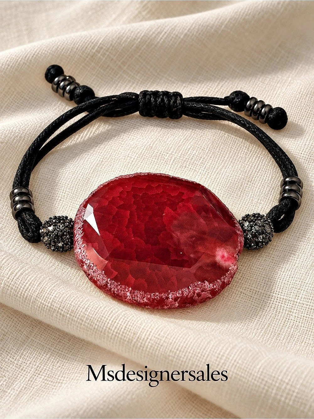 Red Stone Adjustable Cord Bracelet NWT 185